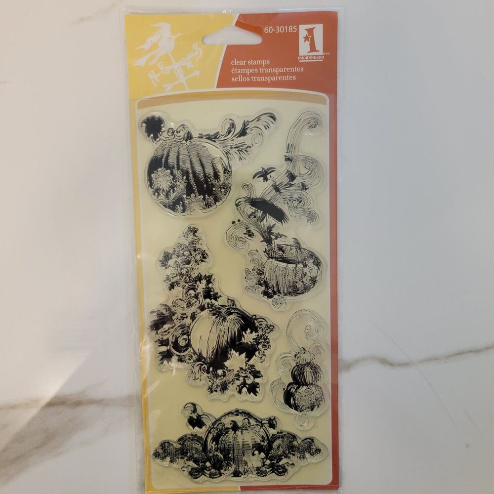 Inkadinkado CREEPY LANE PUMPKINS #60-30185 Clear Cling Stamps Set of 5 NEW
